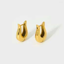 Boucles d'oreilles créoles minimalistes en acier inoxydable en forme de U, plaqué or 18 carats, boucle géométrique pour femmes, bijoux à la mode, cadeau