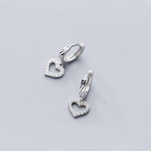 Boucles d'oreilles créoles MloveAcc Vintage réel 925 en argent Sterling CZ coeur femmes bijoux de mode