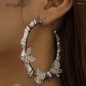 Boucles d'oreilles cerceau MOGAKU cristal papillon exagéré Punk bambou boucle d'oreille pour les femmes grand cercle rond oreille bijoux Rock accessoires