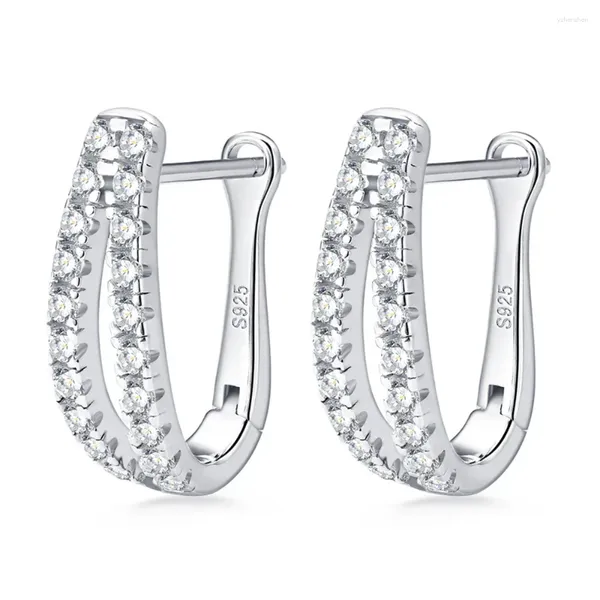 Boucles d'oreilles créoles Moissanite en argent 925 pour femmes, clous d'oreilles en diamant de laboratoire plaqué or 14 carats, bijoux fins de mariage