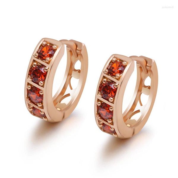 Boucles d'oreilles créoles MxGxFam Zricon rouge vif pour femmes bijoux fantaisie couleur or Zircon bonne qualité