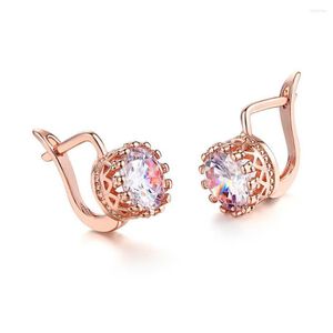Boucles d'oreilles créoles MxGxFam couleur or Rose ronde CZ pour femmes mode bijoux mignons Design bonne qualité