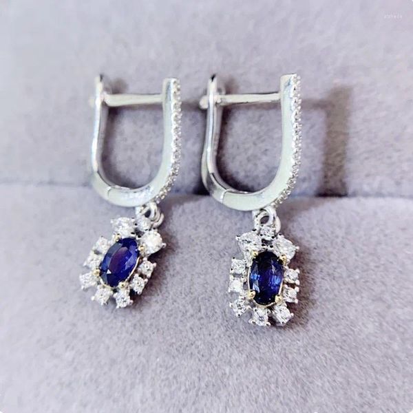 Boucles d'oreilles créoles en saphir bleu véritable naturel, 2 pièces, Style de luxe, 3, 5mm, 0,4 ct, pierres précieuses, argent Sterling 925, bijoux fins, L243148