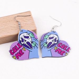 Oorringen NCEE 2PC Pastel Goth Halloween Ghost BuSkeleton Rose Dangle Voor Meisjes Vrouwen Kinderen Verjaardagscadeau Mooie Sieraden