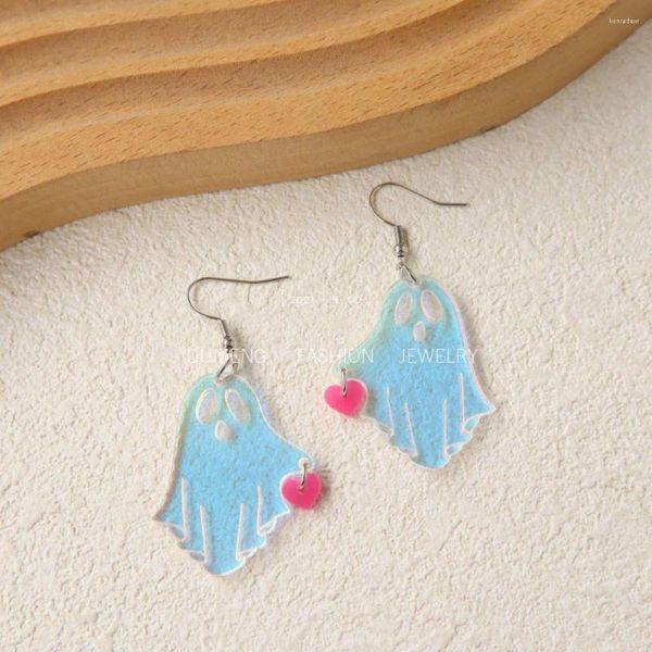 Pendientes de aro NCEE acrílico fantasma de Halloween con láser fantasía colorido brillo nocturno amor lindo divertido regalo de fiesta