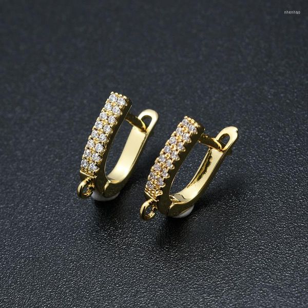 Boucles d'oreilles créoles sans Nickel, la couleur reste Non oxydante, argent plaqué or, réglage CZ, crochets de boucles d'oreilles pour bricolage, bijoux pour femmes