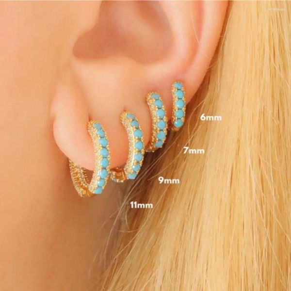 Boucles d'oreilles cerceaux Anneau de nez turquoise Huggie Oreing Body Bijoux CZ Zircon Ear Stad Cumbic Zirconia Piercing