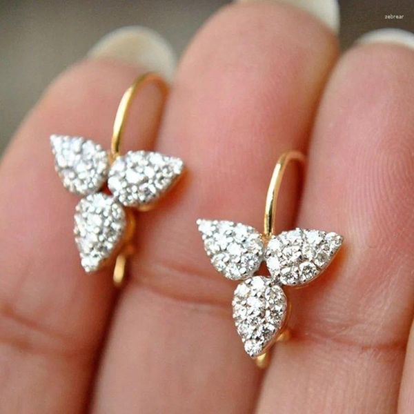 Boucles d'oreilles créoles NurmWung coréen, crochet d'oreille incrusté de cristal géométrique trèfle léger, luxe Mature Glamour femmes bijoux accessoires