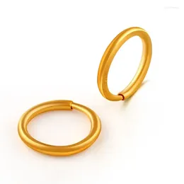 Boucles d'oreilles créoles, une paire, en or jaune 999 24 carats, pour femmes, bande de Surface polie, porte-bonheur, diamètre 10mm