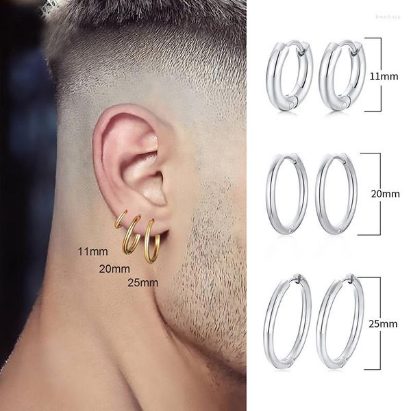 Pendientes de aro OOCYSPOO pequeños para hombres y mujeres de acero inoxidable círculo redondo oreja Clip joyería antialergia Punk Piercing accesorio