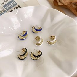 Boucles d'oreilles créoles pour femmes, bijoux d'été multiples, élégants, noirs, blancs, bleus, en forme de C, à la mode, en métal doré, corde torsadée
