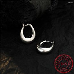 Boucles d'oreilles créoles originales en argent Sterling 925 géométrique Simple lisse pour les femmes coréennes bijoux de fête de mariage cadeau femme Pendientes