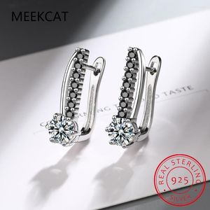 Boucles d'oreilles créoles ovales pour femmes classique 925 en argent Sterling à la mode spinelle fiançailles bijoux de mode I249