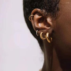 Boucles d'oreilles créoles en forme de corne de bœuf pour femmes, demi-lune, en acier inoxydable, extrémité ouverte, délicate, élégante, minimaliste, bijoux à la mode