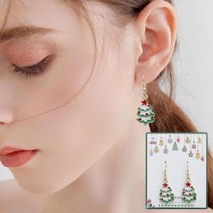 Hoop oorbellen Pack Geometric Christmas European and American Fashion Alloy Oil Drip Tree Santa Small