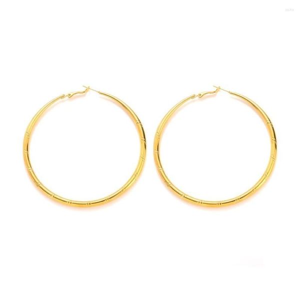 Boucles d'oreilles cerceaux Paire de grands cercles créole chics plaqués en or cadeau UK263X