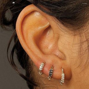 Hoop oorbellen Panaoben 925sterling zilver voor vrouwen ins -stijl mini eenvoudige zwarte prachtige zirkoon fijne sieraden