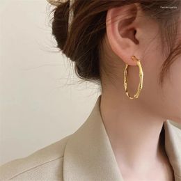 Hoop oorbellen Panjbj 925 Sterling Silver Bamboo Joint Big Earring For Women Girl Circle Trend Fashion Grace Jewelry Gift Drop