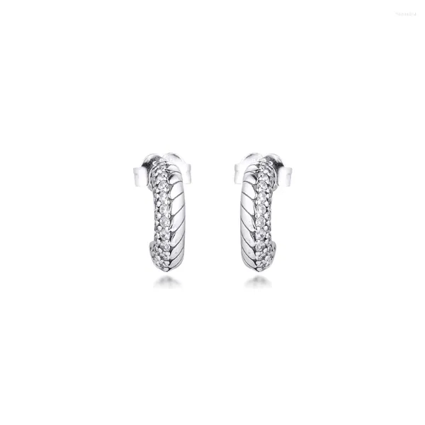 Pendientes de aro pavimentados con patrón de cadena de serpiente para mujer, joyería Original de Plata de Ley 925 para fiesta y boda, Brincos al por mayor