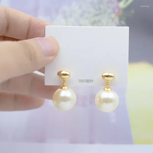 Pendientes de aro con perlas para mujer, joyería de moda coreana, Color dorado elegante, accesorio dulce para fiesta, decoración de boda, uñas para las orejas