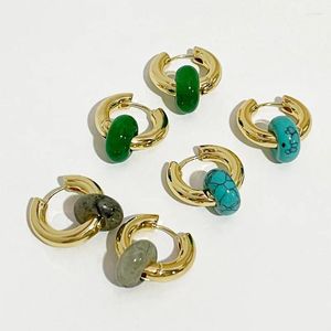 Boucles d'oreilles cerceaux péri'sbox multicolore de pierre naturelle or couleur or épais pour femmes perles de beigne