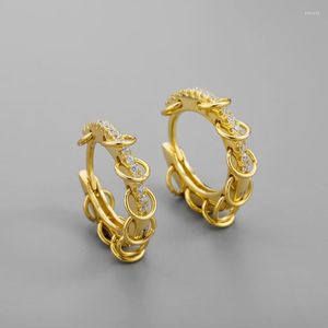 Boucles d'oreilles créoles personnalité petit zircon cubique pour femmes hommes couleur argent unisexe bijoux accessoires