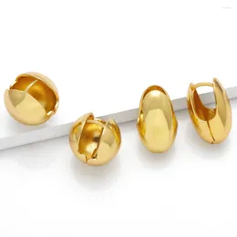 Boucles d'oreilles créoles polies pour femmes, petits cerceaux sphériques en cuivre plaqué or, boule géométrique Simple, bijoux à la mode, cadeaux Ersv92