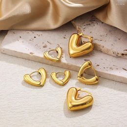 Boucles d'oreilles créoles Punk en forme de cœur d'amour, couleur or, en acier inoxydable pour femmes, anneaux géométriques, accessoires de bijoux