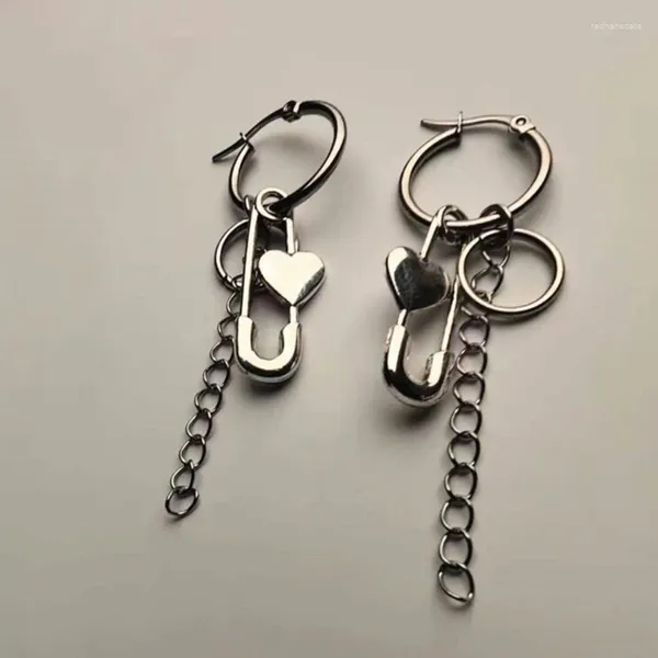 Pendientes de aro punk, orejeras vintage, colgante de corazón, cartílago, círculo grande para mujeres y niñas