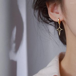 Hoop oorbellen Punk Persoonlijkheidsster Kruis Gedekte Goud Women Small Huggies Earring met Drop Charmante geometrische oorring voor coole mannen