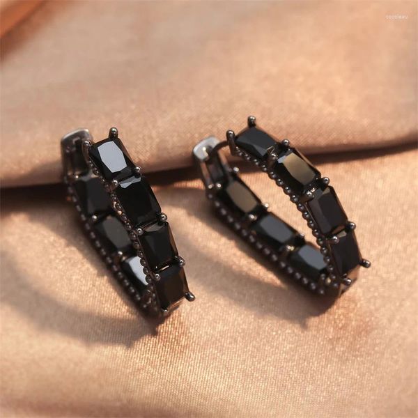 Pendientes de aro Rakol Black Zircon for Women Shiny Cubic Zirconia Wedding Bride Particy Fiest Vestido Joyería