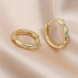 Boucles d'oreilles cerceau RAKOL Simple couleur or zircone pour femme Design mode métal boucle d'oreille bijoux de fête de mariage