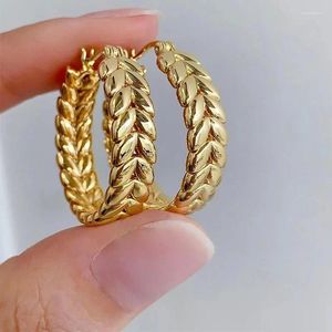Boucles d'oreilles cerceaux réel 18k oreille en or du blé pur au750 vintage pour femmes beaux bijoux cadeau