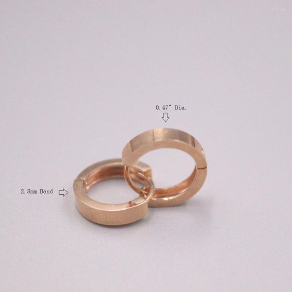 Boucles d'oreilles créoles en or Rose véritable 18 carats, bande vitreuse carrée de 2.8mm, timbre Au750 pour femme, petit diamètre 12mm