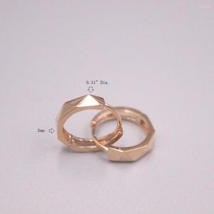 Boucles d'oreilles de cerceau Real 18K Rose Gold 3 mm Band Tampon AU750 pour la femme Small Diamètre 13 mm