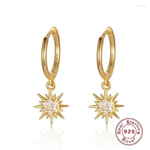 Hoop oorbellen Real 925 Sterling Silver Earring For Women Girls Star Zirkon Gold Color Huggie Gifts
