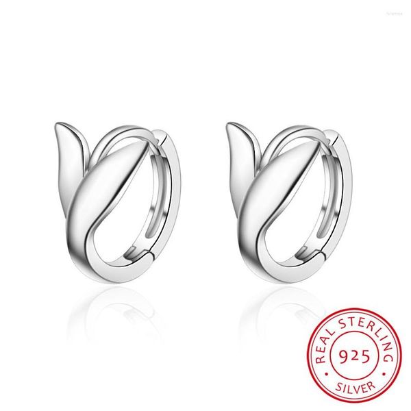 Boucles d'oreilles créoles en argent Sterling 925 véritable pour femmes, queue de poisson, sirène, petite boucle d'oreille ronde, Huggies, bijoux de mariage minimalistes