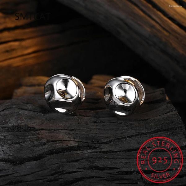 Boucles d'oreilles créoles en argent Sterling 925 véritable, boule craquelée irrégulière pour femmes, bijoux fins, accessoires hip hop, cadeau