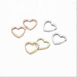 Hoop oorbellen Real Gold Color Geplaatste Copper Crystal Heart For Women Geometric Piercings Girls Sieraden Verklaring