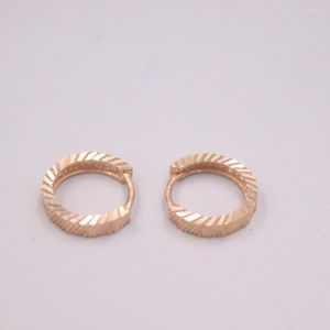 Hoop oorbellen Real Pure 18K Rose Gold 12mm gesneden twill vierkante mannen vrouw Lucky Gift 1.6-1.7G