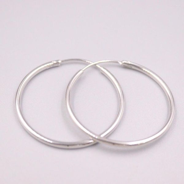 Boucles d'oreilles créoles en argent Sterling 925 véritable, cercle brillant Simple de 1.8mm, cadeau pour femme, diamètre: 30mm