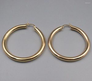 Boucles d'oreilles créoles en argent sterling pur S925 pour hommes et femmes jaune cercle rond brillant