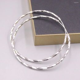 Pendientes de aro de plata sólida 925 auténtica para mujer, regalo de la suerte, torcedura de sarga tallada de 55mm