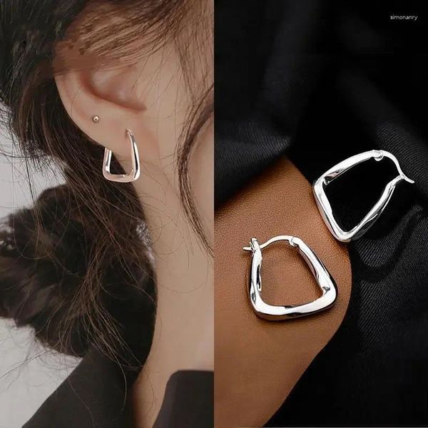 Pendientes de aro Reeti 925 Sterling Silver Triangle Gold for Women Gift Earings Fashion Jewelry Coreano