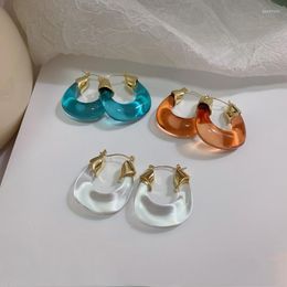 Hoop oorbellen Renya Gothic U Shspe Resin Earring Metaal Acryl Golden transparant Amber Blue For Women Girls Party Sieraden