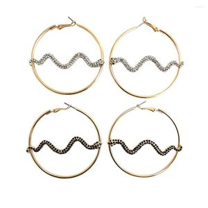 Hoop oorbellen Renya Punk Animal Snake Earring Zwarte Crystal Stone Clip For Women Girls Hip Hop Street Party Sieraden Accessoires