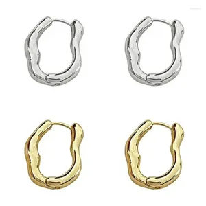 Boucles d'oreilles créoles rétro irrégulières, anneaux d'oreille en forme géométrique, accessoire tendance, designs simples, ornement pour amoureux de la mode 4XBF