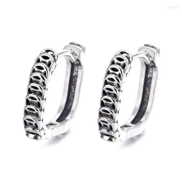 Boucles d'oreilles créoles rétro pièce carrée femmes bijoux personnalité ethnique créatif 925 argent boucle d'oreille accessoires féminins