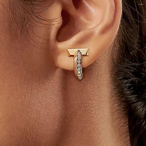 Hoop oorbellen Rhinestone Half plave voor vrouwen kleine kleine minimalistische sierlijke sieraden luxe ontwerper f