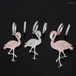 Hoop oorbellen Rhinestones Flamingos Small voor vrouwen niet -overeenkomen Spring Fashion2022